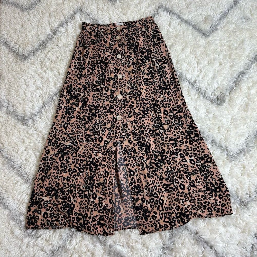 Wilfred Black and Brown Leopard A-Line Skirt